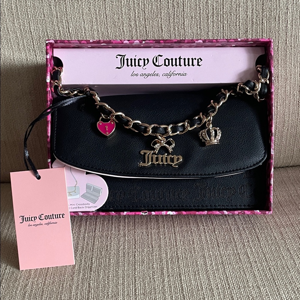 NWT Juicy Couture Chain Mini Crossbody with Charms & Credit Card Organizer